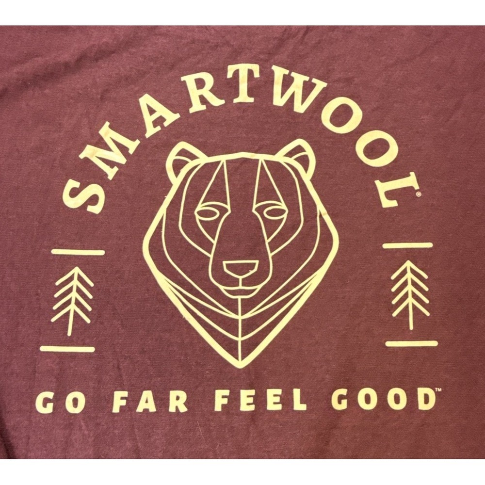 Smartwool Bear Stare Graphic Long Sleeve Tee‎ Maroon Mens 2XL 02598-L83